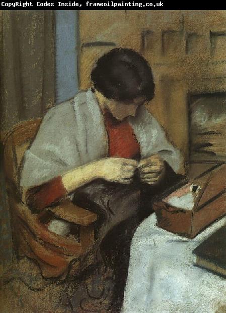 August Macke Elisabeth Gerhardt Sewing